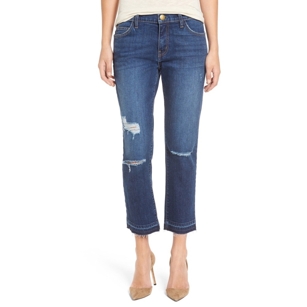 Current Elliott Cropped Destroyed Straight Jean
